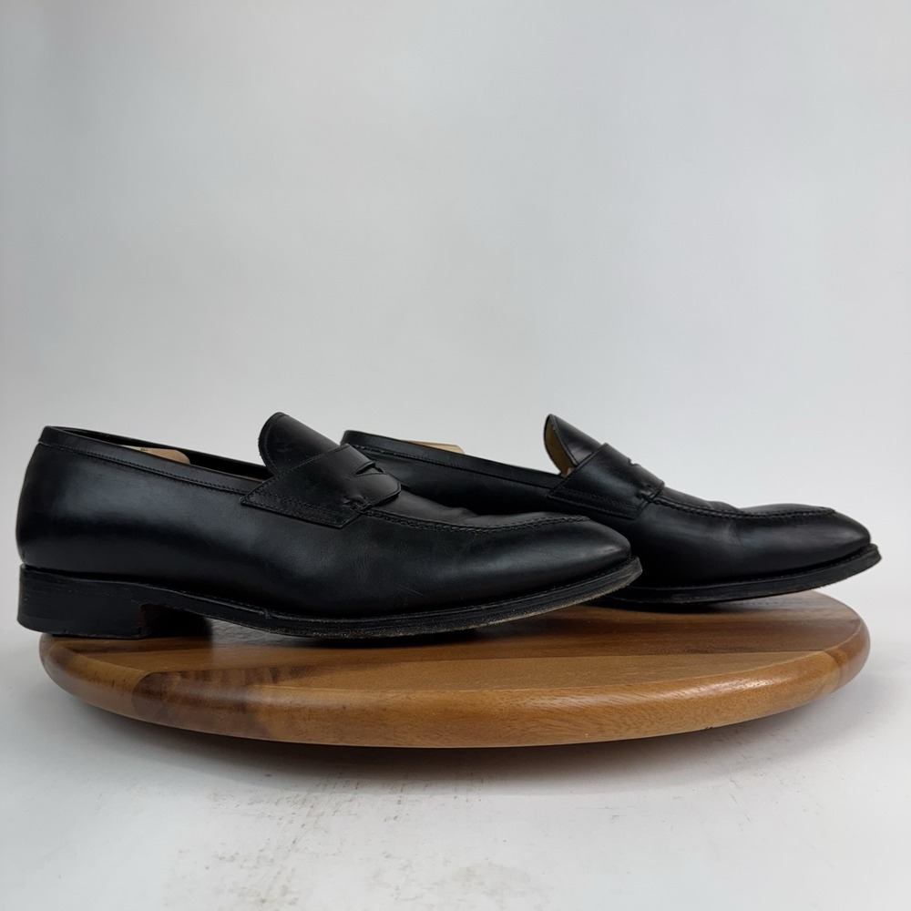 Mens Bontoni Principe‎ Rivolta Black Leather Penny Loafers Dress Shoes Size 11 D
